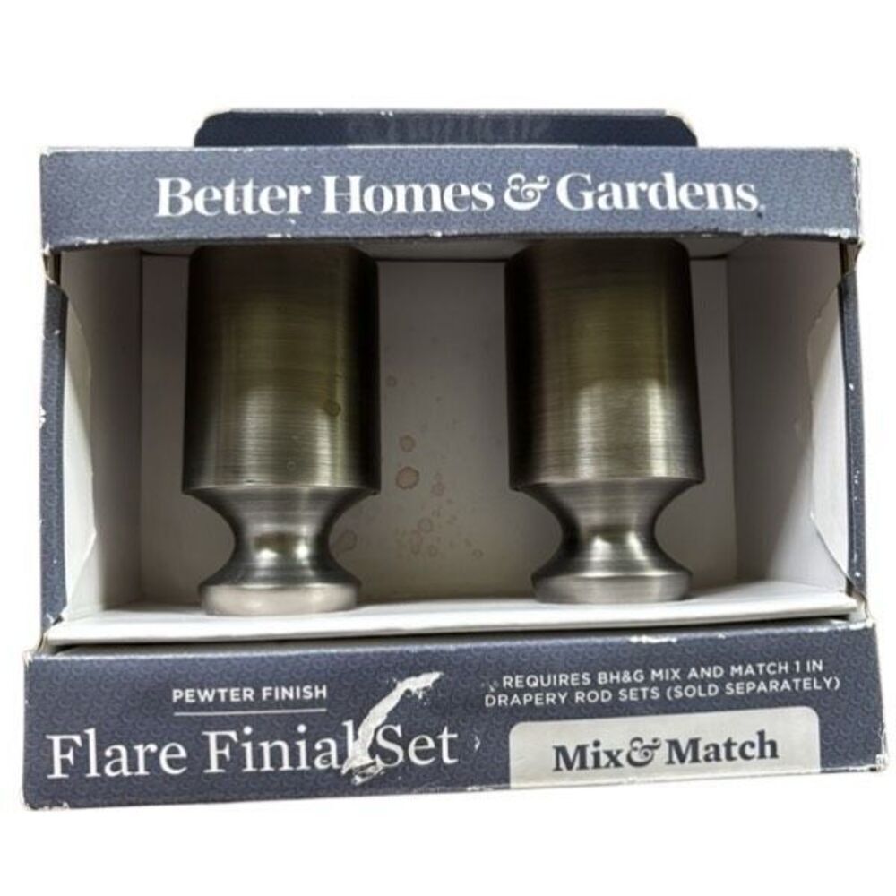 Better Homes & Gardens Pewter Finish Flare Finial Set *New*